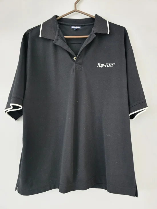 Top-Flite Men's Black Polo Shirt with White Trim - Picture 1 of 3